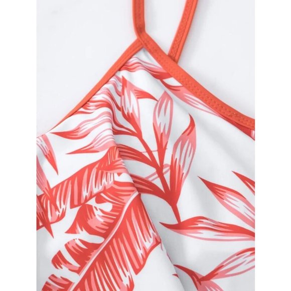 NEW Tropical Print Two Piece Tankini Swimsuit S - Picture 6 of 7